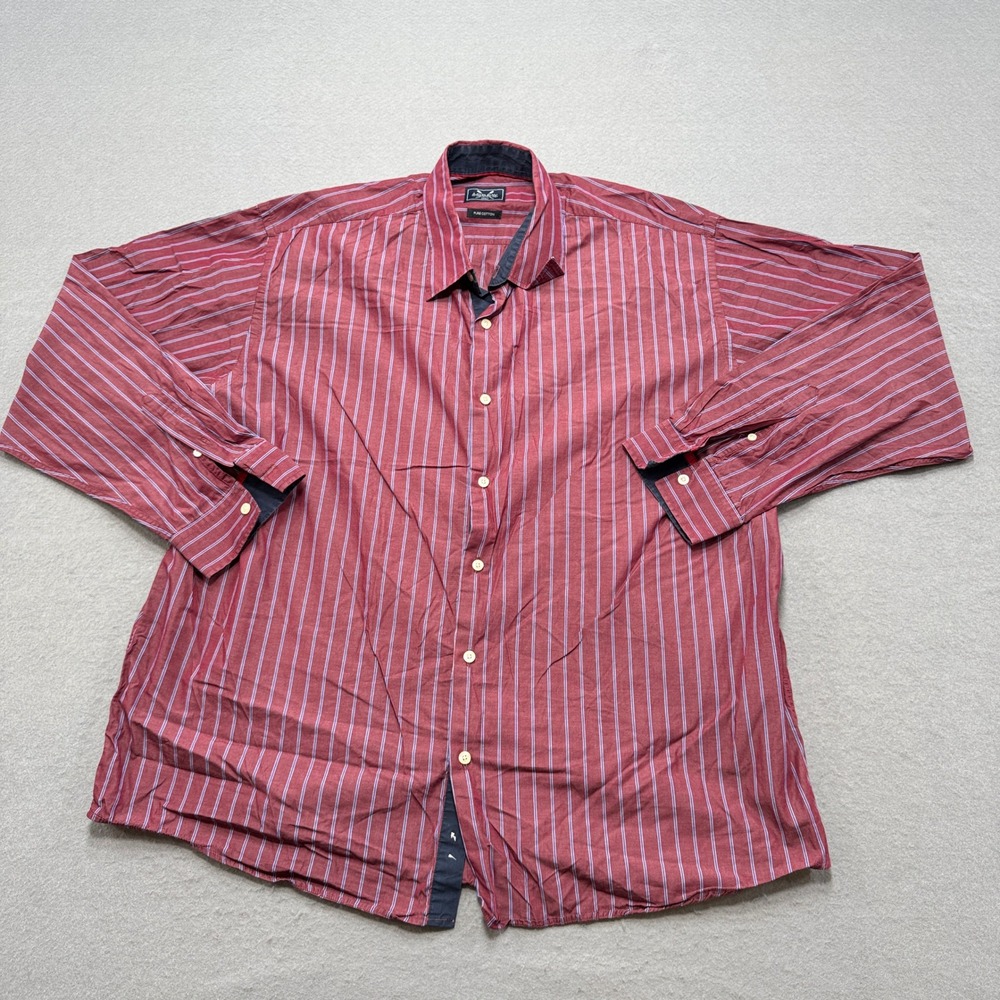 J. Crew Shirt Men's 2XL Red Striped Button‎ Down Long Sleeve Pure Cotton Classic